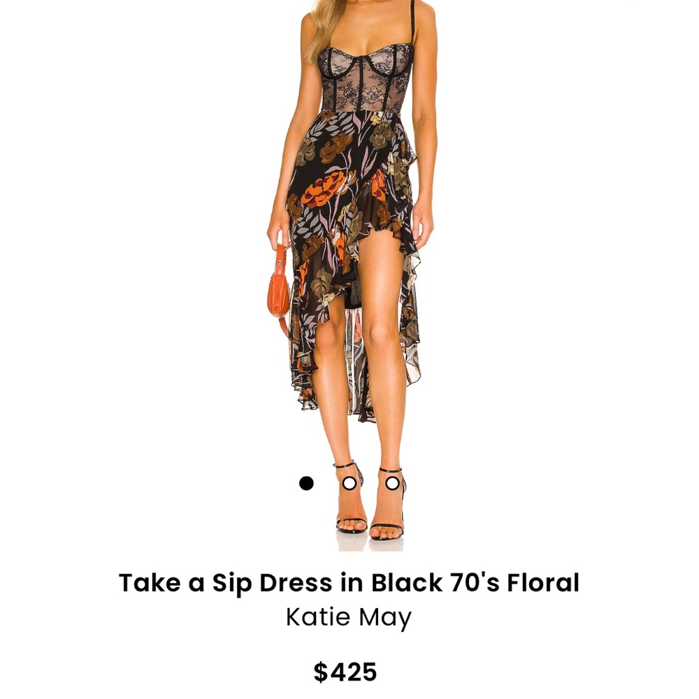 Take a Sip Dress in Black 70's Floral by Katie May